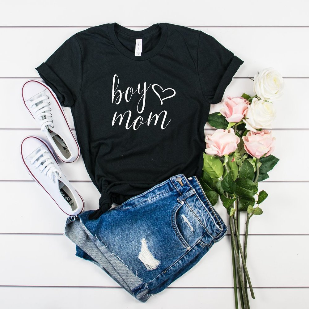 Boy Mom Graphic Design Tee Shirt